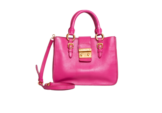 MIU MIU MADRAS LOCK LEATHER PEONIA