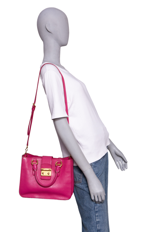 MIU MIU MADRAS LOCK LEATHER PEONIA