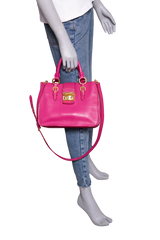 MIU MIU MADRAS LOCK LEATHER PEONIA