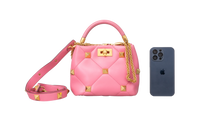 VALENTINO ROMAN STUD SMALL TOP HANDLE PINK