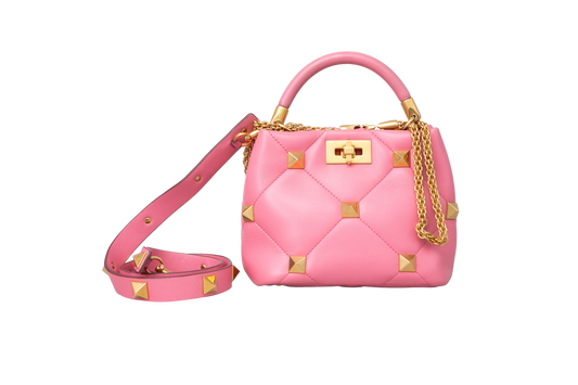 VALENTINO ROMAN STUD SMALL TOP HANDLE PINK