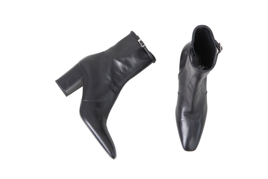 YSL XIV 80MM LEATHER ANKLE BOOTS BLACK - 36 BR