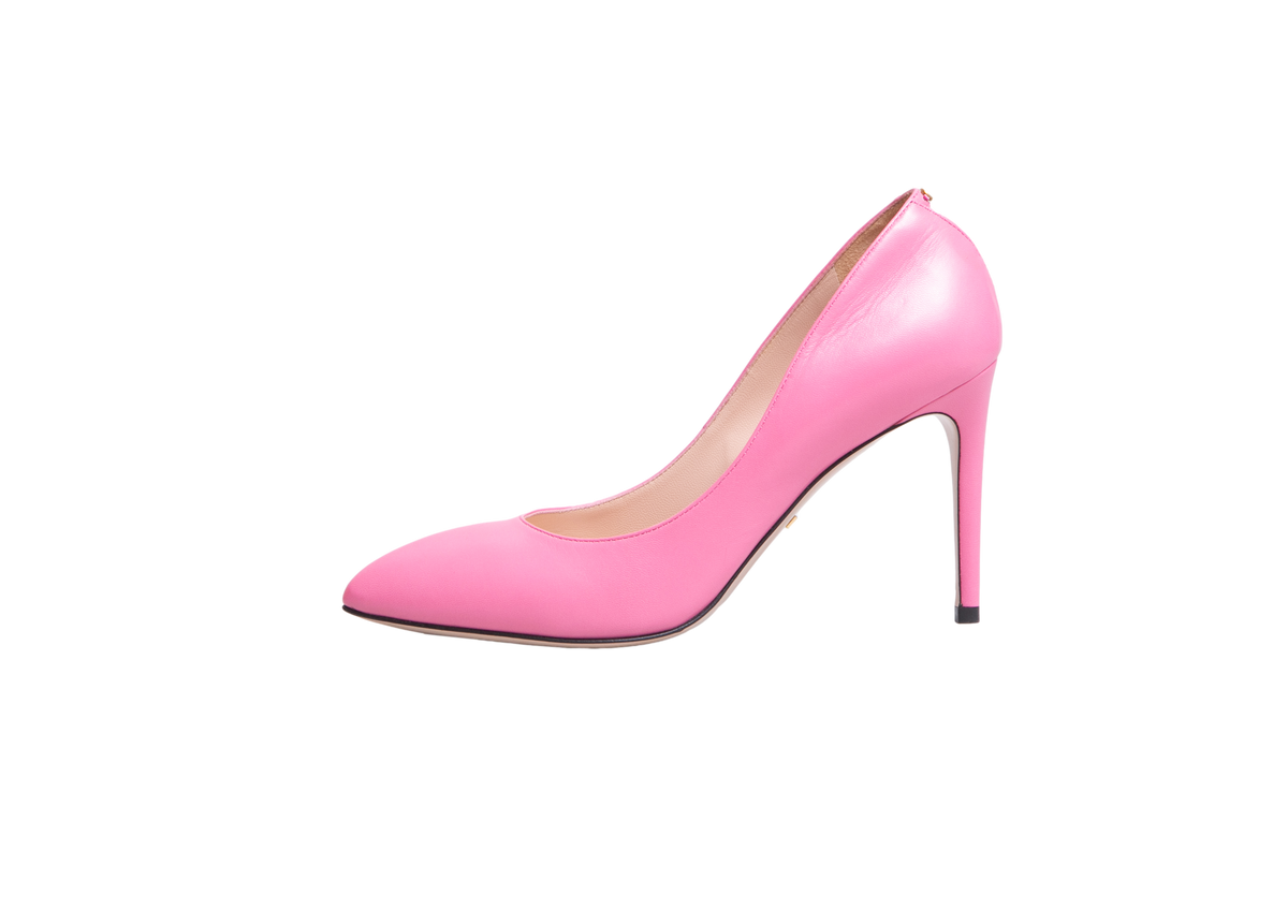 GUCCI SCARPIN MALAGA KID GG LEATHER PINK - 37 1/2 Brasil