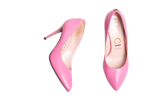 GUCCI SCARPIN MALAGA KID GG LEATHER PINK - 37 1/2 Brasil