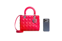DIOR LADY DIOR MEDIUM CANNAGE LAMBSKIN FUCHSIA RED
