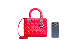 DIOR LADY DIOR MEDIUM CANNAGE LAMBSKIN FUCHSIA RED