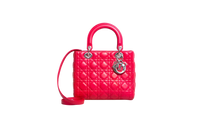 DIOR LADY DIOR MEDIUM CANNAGE LAMBSKIN FUCHSIA RED