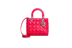DIOR LADY DIOR MEDIUM CANNAGE LAMBSKIN FUCHSIA RED