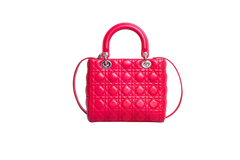 DIOR LADY DIOR MEDIUM CANNAGE LAMBSKIN FUCHSIA RED
