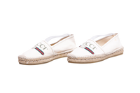 GUCCI CANVAS LOGO ESPADRILLES GREGGIO WHITE - 38 1/2 BR