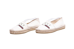GUCCI CANVAS LOGO ESPADRILLES GREGGIO WHITE - 38 1/2 BR