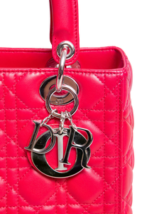 DIOR LADY DIOR MEDIUM CANNAGE LAMBSKIN FUCHSIA RED