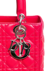 DIOR LADY DIOR MEDIUM CANNAGE LAMBSKIN FUCHSIA RED