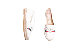 GUCCI CANVAS LOGO ESPADRILLES GREGGIO WHITE - 38 1/2 BR