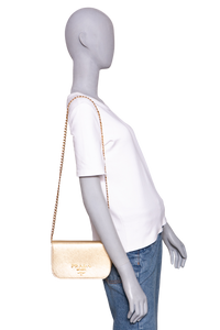 PRADA SAFFIANO LUX BANDOLIERA METALLIC GOLD