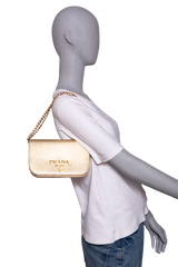 PRADA SAFFIANO LUX BANDOLIERA METALLIC GOLD