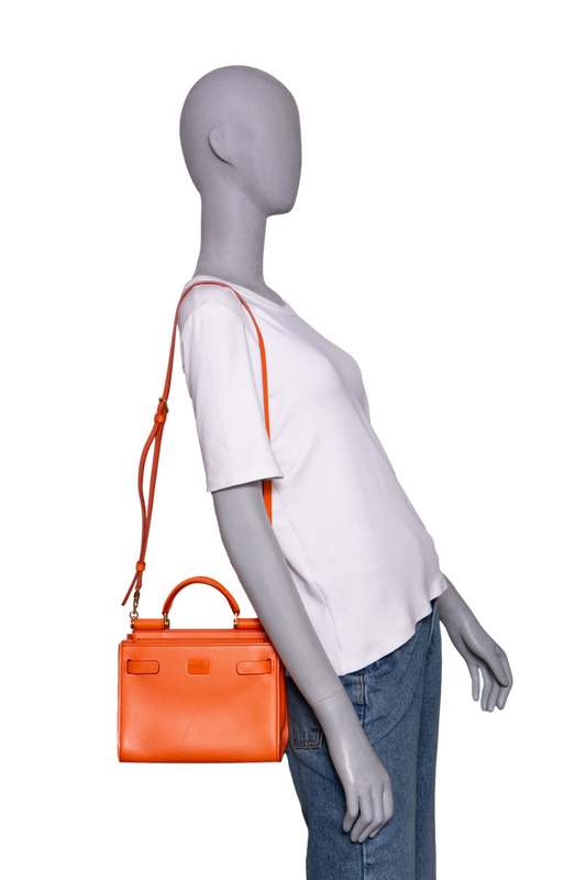 D&G SICILY 62 SHOULDER BAG LEATHER ORANGE