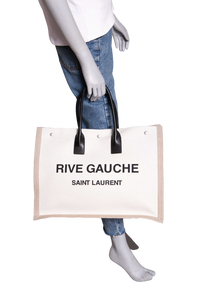 YSL RIVE GAUCHE LARGE LINEN CANVAS BEIGE/BLACK