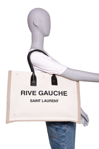 YSL RIVE GAUCHE LARGE LINEN CANVAS BEIGE/BLACK