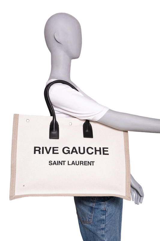 YSL RIVE GAUCHE LARGE LINEN CANVAS BEIGE/BLACK