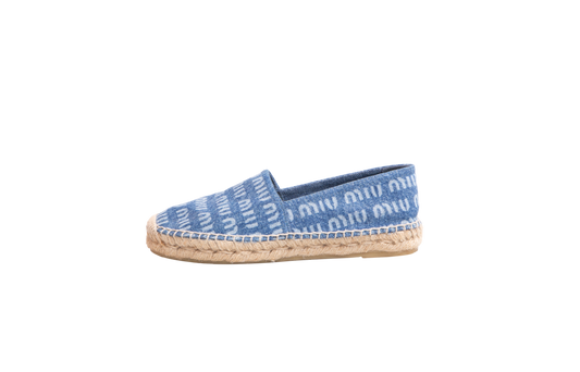 MIU MIU ESPADRILLE SLIP-ON MONOGRAM DENIM - 34 BR