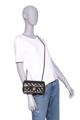 CHANEL MINI RECTANGLE PATENT QUILTED OLIVE GREEN SILVER HDWR