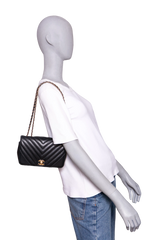 CHANEL STATEMENT MINI FLAP BAG CHEVRON BLACK