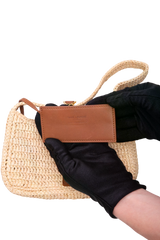 YSL LE À 7 MINI HOBO RAFFIA/LEATHER BROWN