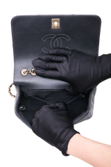 CHANEL STATEMENT MINI FLAP BAG CHEVRON BLACK