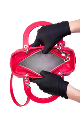 DIOR LADY DIOR MEDIUM CANNAGE LAMBSKIN FUCHSIA RED