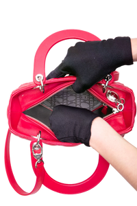 DIOR LADY DIOR MEDIUM CANNAGE LAMBSKIN FUCHSIA RED