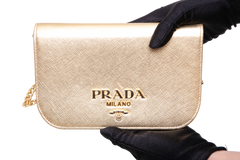PRADA SAFFIANO LUX BANDOLIERA METALLIC GOLD