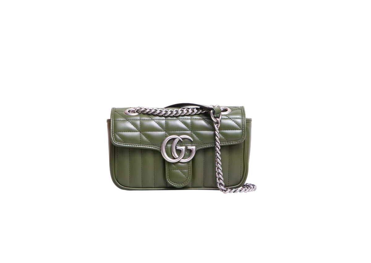 GUCCI GG MARMONT ARIA MINI MATELASSÊ FOREST GREEN