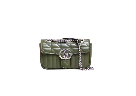 GUCCI GG MARMONT ARIA MINI MATELASSÊ FOREST GREEN