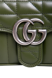 GUCCI GG MARMONT ARIA MINI MATELASSÊ FOREST GREEN