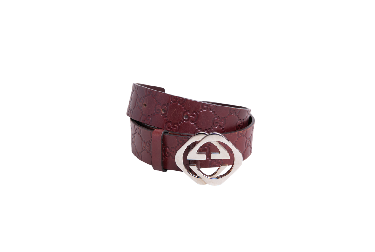 GUCCI BELT INTERLOCKING GUCCISSIMA LEATHER DARK BROWN