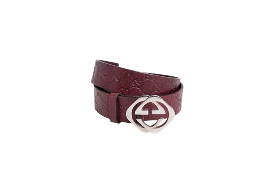 GUCCI BELT INTERLOCKING GUCCISSIMA LEATHER DARK BROWN