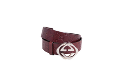 GUCCI BELT INTERLOCKING GUCCISSIMA LEATHER DARK BROWN