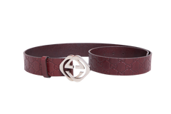 GUCCI BELT INTERLOCKING GUCCISSIMA LEATHER DARK BROWN