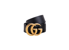 GUCCI BELT DOUBLE G LOGO LEATHER BLACK