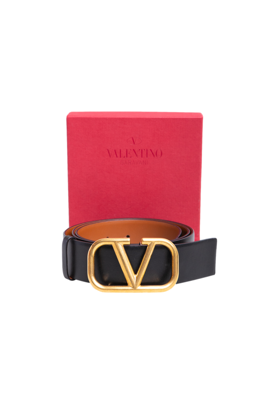 VALENTINO CINTO REVERSIBLE V LOGO BLACK