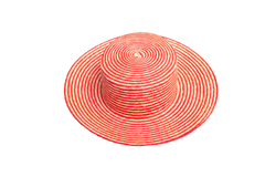GUCCI STRIPED STRAW BOATER HAT BICOLOR