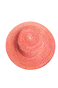 GUCCI STRIPED STRAW BOATER HAT BICOLOR