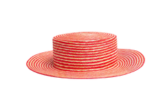 GUCCI STRIPED STRAW BOATER HAT BICOLOR
