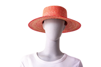 GUCCI STRIPED STRAW BOATER HAT BICOLOR