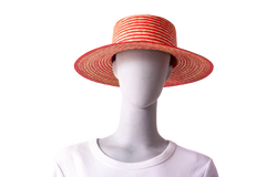 GUCCI STRIPED STRAW BOATER HAT BICOLOR
