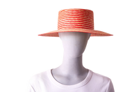 GUCCI STRIPED STRAW BOATER HAT BICOLOR