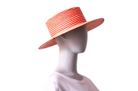 GUCCI STRIPED STRAW BOATER HAT BICOLOR