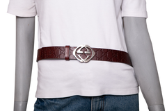 GUCCI BELT INTERLOCKING GUCCISSIMA LEATHER DARK BROWN