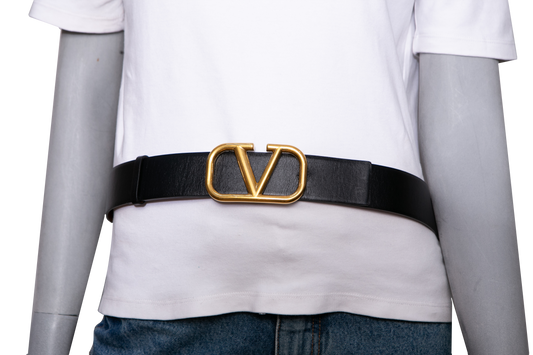 VALENTINO CINTO REVERSIBLE V LOGO BLACK
